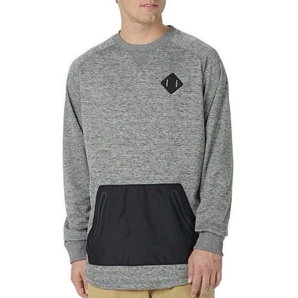 BURTON Dryride Caption Crew Pullover Mens Small Gray Heather Long Sleeve Pockets